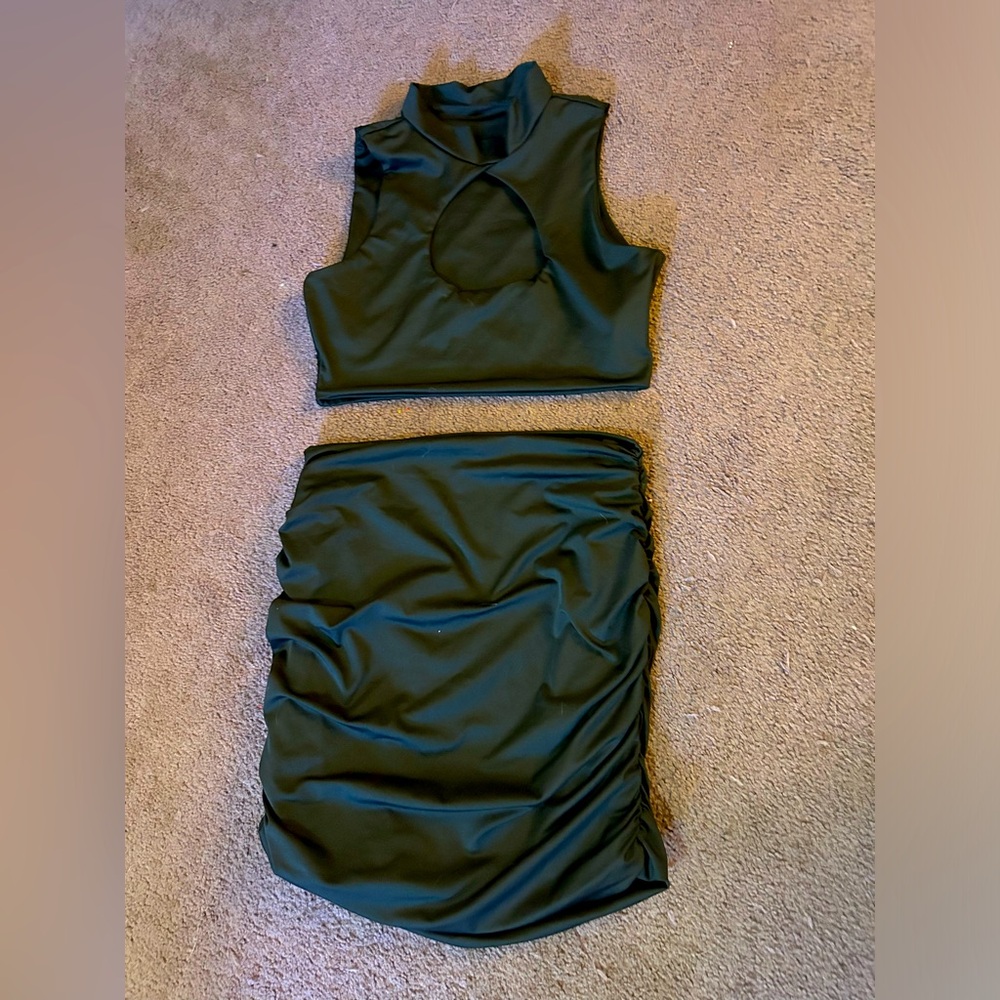 Women’s two piece black set. Skirt and top
